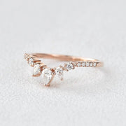 0.40CTW Round Brilliant & Pear Cut Curved Vintage Style Wedding Band Mapple Gems